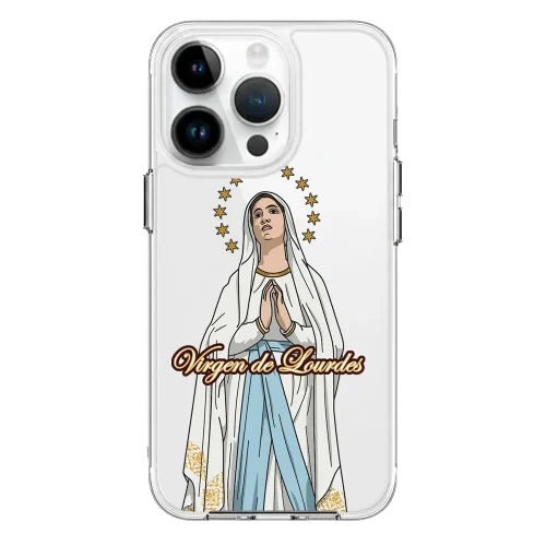forro transparente iphone 16 pro diseño virgen de lourdes