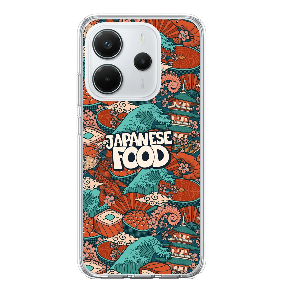 forro transparente redmi note 14 diseño comida japonesa